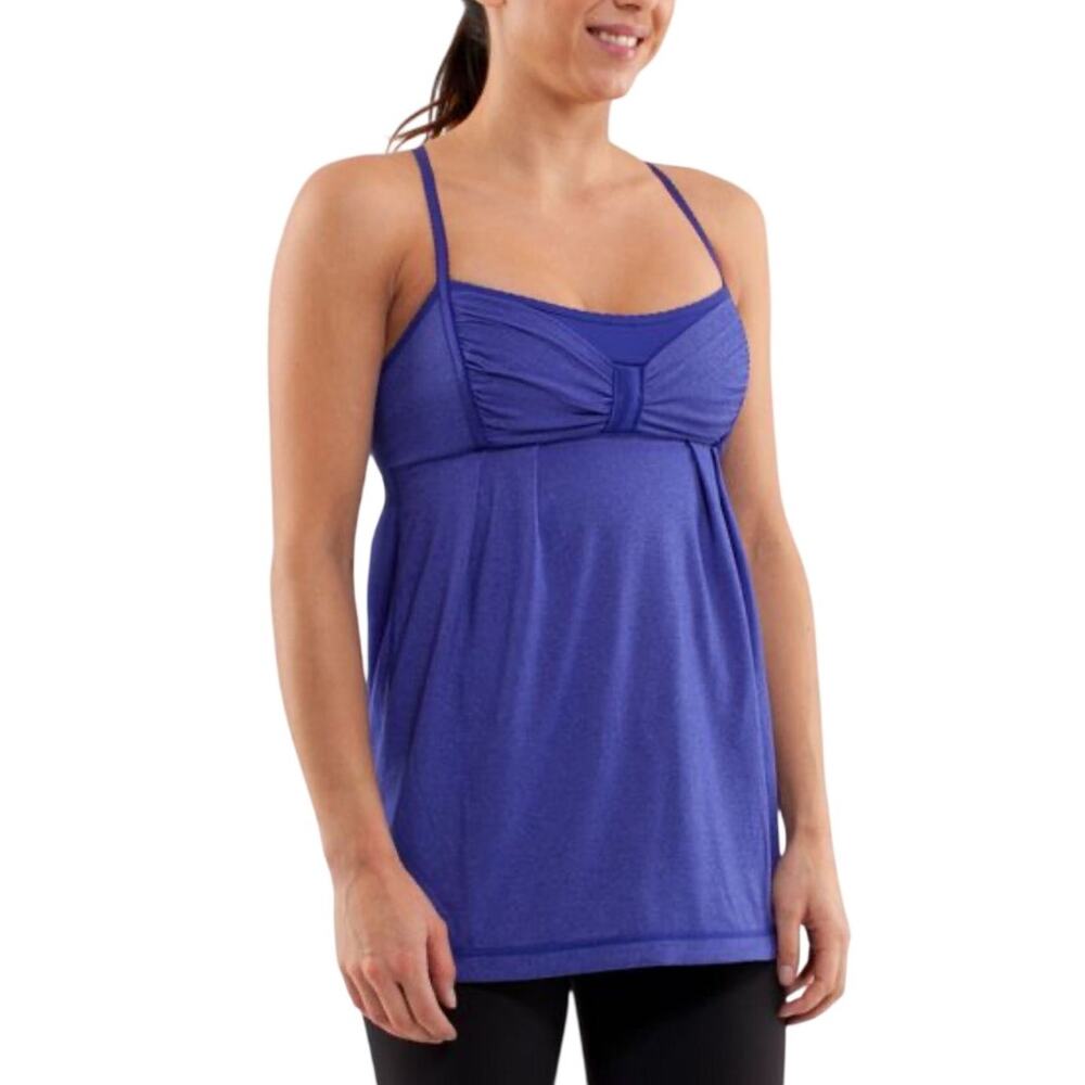 Lululemon Graceful Flow Tank Cinch Hem Purple Womens 6 Sports Bra Athleisure